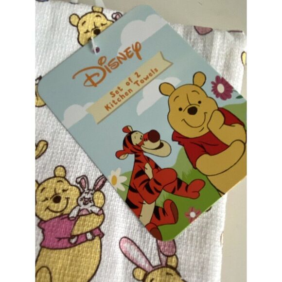 2 Pack Disney Winnie the Pooh Easter Bunny Spring Kitchen Towels 16 X 26” NEW - Picture 2 of 12